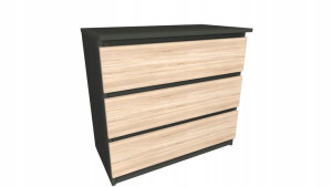 Komoda szara, dąb sonoma front 60x45 cm 3 szuflady