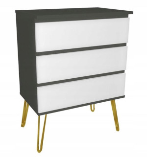 Komoda szaro biała GLAMOUR 80x45 złote loft nogi
