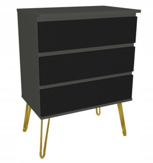 Komoda szaro czarna GLAMOUR 70X45 złote nogi