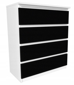 Komoda biała, czarny front 70x45cm 4 szuflady