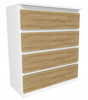 Komoda biała, dąb craft złoty 70x45cm 4 szuflady