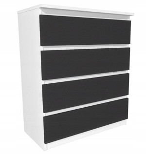 Komoda biała, szary front 70x45cm 4 szuflady
