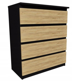 Komoda czarna, dąb craft złoty 70x45cm 4 szuflady