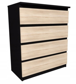 Komoda czarna, dąb sonoma front 60x45cm 4 szuflady