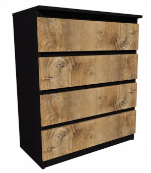 Komoda czarna, drewno retro 60x45cm 4 szuflady