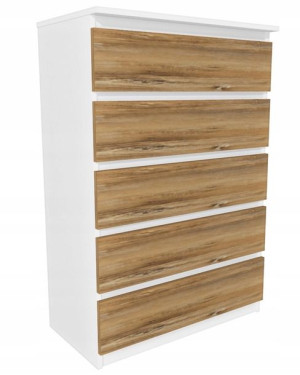 Komoda Biała, drewno retro 80x45 cm 5 szuflad