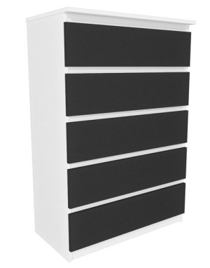 Komoda Biała, szary front 70x45 cm 5 szuflad