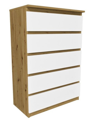 Komoda dąb artisan białe front 80x45 cm 5 szuflad