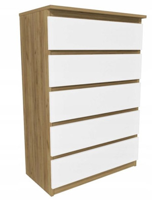 Komoda dąb craft złoty, biały 80x45 cm 5 szuflad