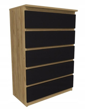Komoda dąb craft złoty, czarny 80x45 cm 5 szuflady