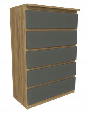 Komoda dąb craft, szary front 70x45 cm 5 szuflad