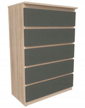 Komoda dąb sonoma szare front 80x45 cm 5 szuflad