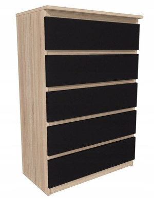 Komoda dąb sonoma, czarny front 60x45 cm 5 szuflad