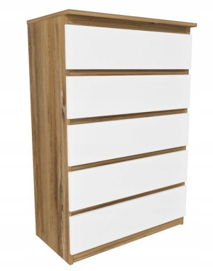 Komoda drewno retro, białe 70x45 cm 5 szuflad