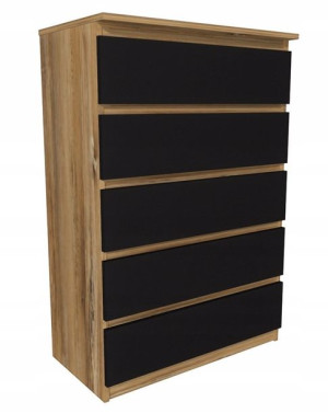 Komoda drewno retro, czarne 70x45 cm 5 szuflad