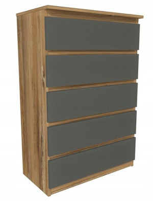Komoda drewno retro, szare 70x45 cm 5 szuflad