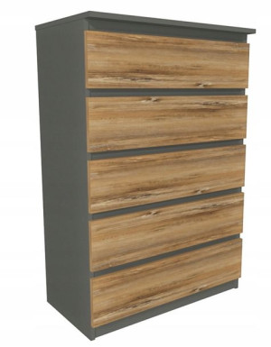 Komoda szara, drewno retro 80x45 cm 5 szuflad