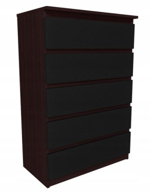 Komoda wenge, czarne fronty 70x45 cm 5 szuflad