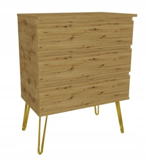 Komoda dąb artisan GLAMOUR 80x45 złote loft nogi