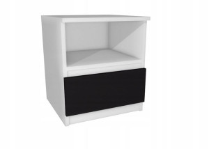 Szafka nocna biała, czarny front 40x40cm szuflada