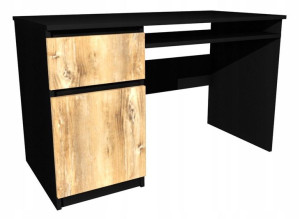 Biurko czarne, front drewno retro 100x50cm KOMA II