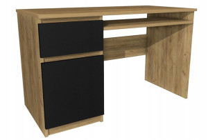 Biurko dąb craft, czarne fronty, 100x50 cm KOMA II