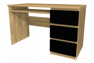 Biurko dąb craft, czarne fronty, 120x60 cm