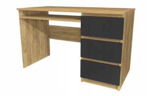 Biurko dąb craft, szare fronty, 120x60 cm