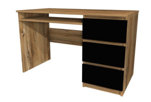 Biurko drewno retro, czarne fronty, 120x60 cm