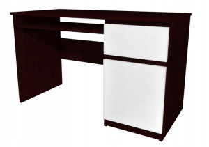 Biurko Wenge, białe fronty, 120x60 cm, KOMA II