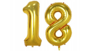 Balon Foliowy Cyfra 18 ZŁOTA 100cm HEL na Urodziny