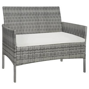 Ławka ogrodowa, 105 cm, polirattan, szara