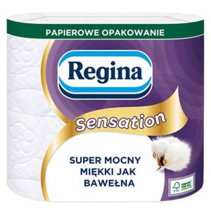 Regina papier toaletowy, super mocny i miękki SENSATION 4 rolki, atest PZH