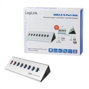 HUB aktywny LogiLink 7-portowy srebrny USB 3.0