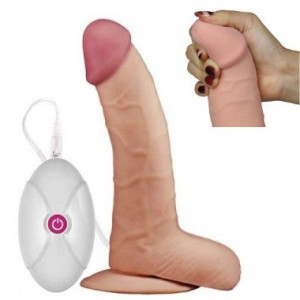 Dildo Penis z przyssawką i pilotem 20 cm WIBRATOR
