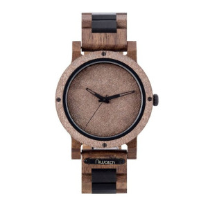 Zegarek drewniany Niwatch - kolekcja STONE brown -  WALNUT & AFRICAN BLACKW