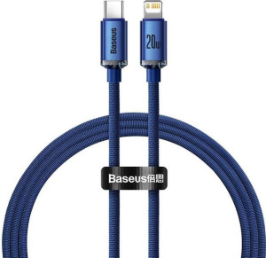 Kabel USB-C do Lightning Baseus Crystal, 20W, 1.2m (niebieski)