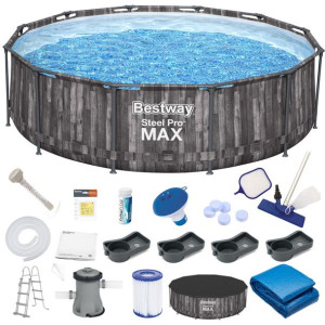 Bestway Basen stelaż 366x100cm 18w1 drewno 5614X