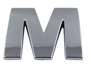 Emblemat Litera Literka Cyfra Cyfry Chrom M