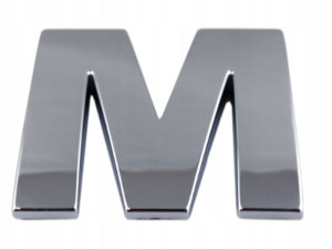 Emblemat Litera Literka Chrom M M Duże 5,6cm