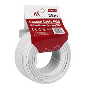 Kabel przewód  koncentryczny antenowy/satelitarny Maclean, 1.0CCS RG6, 25M,