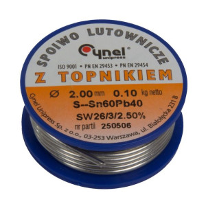 60314 Spoiwo lutownicze, cyna z kalafonią do lutowania 2.0mm szpula 100g