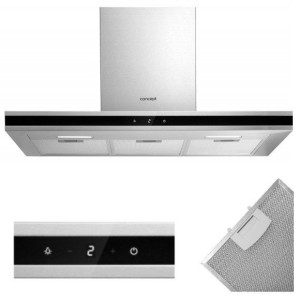 Dotykowy Okap kominowy 90 cm 800m3 SZKŁO INOX