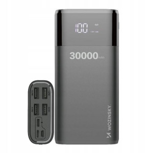 Wozinsky PowerBank 30000 mAh z LCD 4 porty 2A - 4A