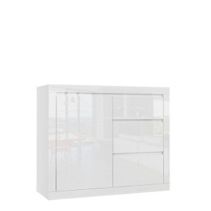 Komoda 1D3S 107x90x40 SPARKLE cała w białym połysku