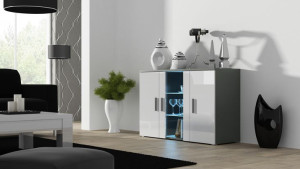 Komoda 120cm SOHO S7  szary/ biały połysk