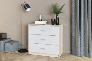 Komoda 3S BASIC 80x77x40cm sonoma/biały połysk