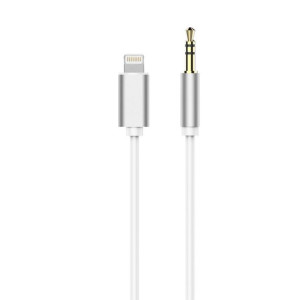 Adapter HF/audio do iPhone Lightning 8-pin do Jack 3,5mm biały kabel męski