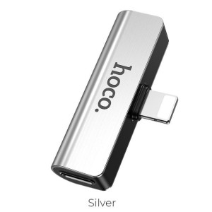 Hoco adapter audio 2w1 do iPhone Lightning 8-pin do Jack 3,5mm+Lightning 8-