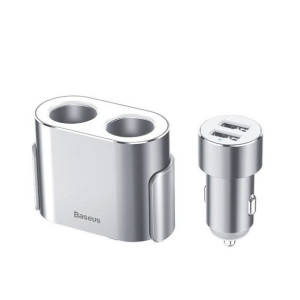 Baseus adapter gniazda zapalniczki 80W + ładowarka samochodowa 2xUSB 3,1A C